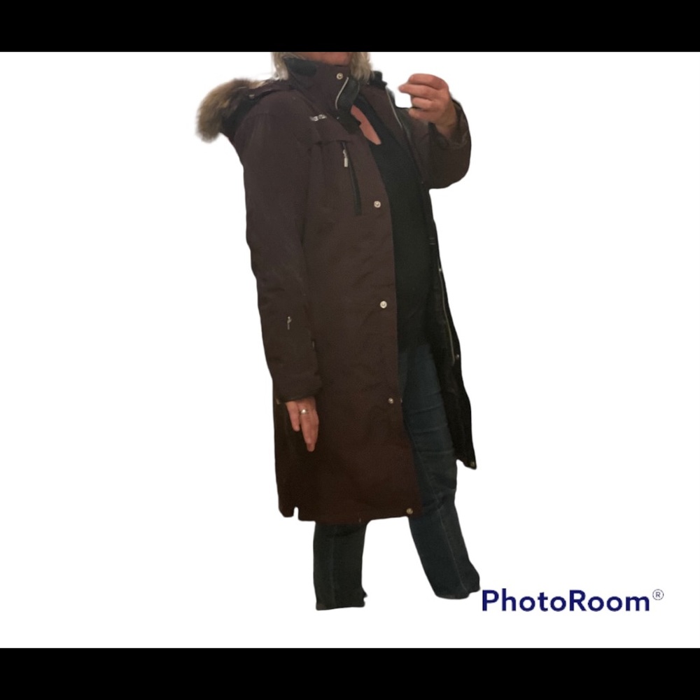 Descent Long Apres-Ski Coat Cappuccino Fur Trim size Medium/8